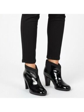 RAS Made in Spain Black Patent Genuine Leather Bootie Sz 8.5